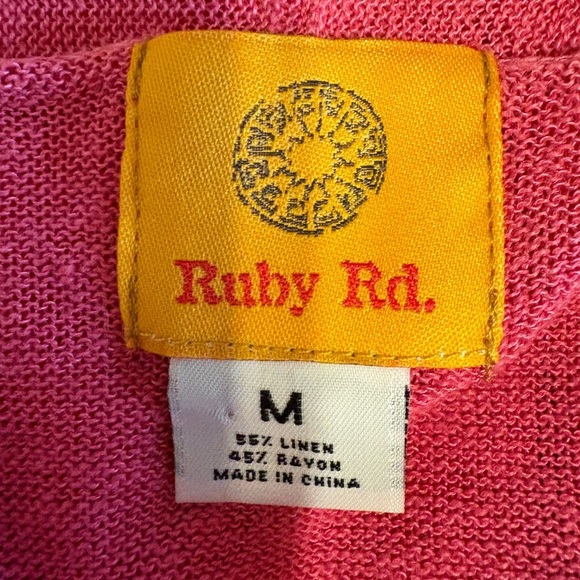 Ruby Rd tri-color open front short sleeve cardigan linen combo size medium - Picture 6 of 7